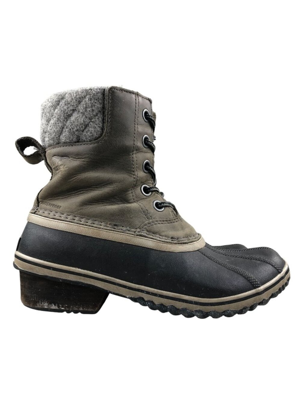 Sorel Women's Size 9 Slimpack II Lace-Up Grey Black Insulated Ankle Duck Boots